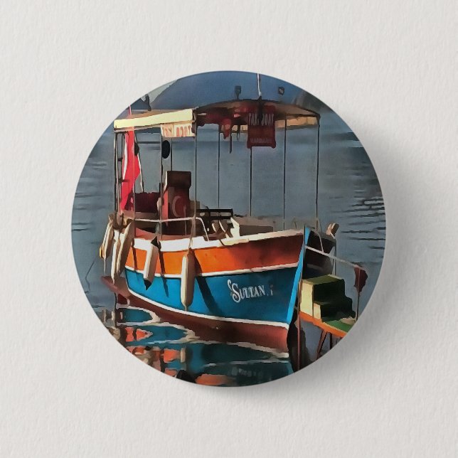 Sultan Taxi Boat Marmaris Nautical Art Knapp (Framsida)