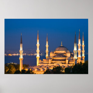 SultanAhmed moské under skymningaffischen Poster