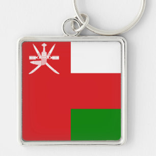 Sultanat av Oman Flagga Fyrkantig Silverfärgad Nyckelring