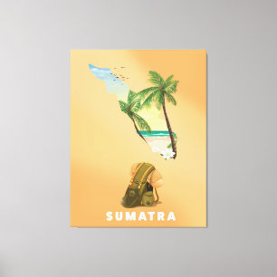 Sumatra illustrerade reseaffisch för karta canvastryck