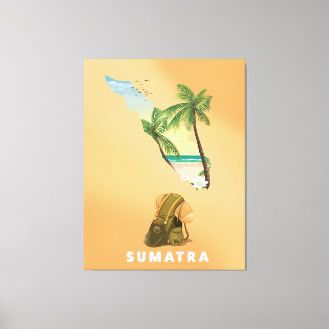 Sumatra illustrerade reseaffisch för karta canvastryck (Framsida)