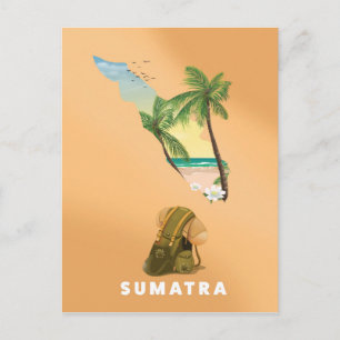 Sumatra illustrerade reseaffisch för karta vykort