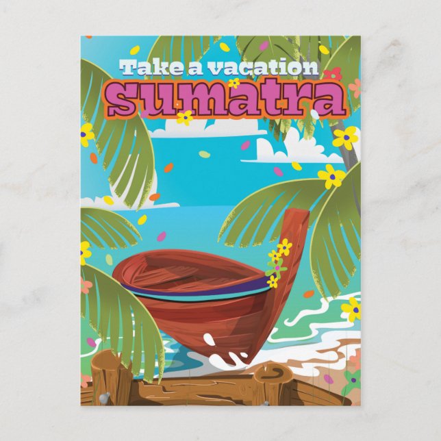 Sumatra Indonesia-reseaffisch Vykort (Framsida)