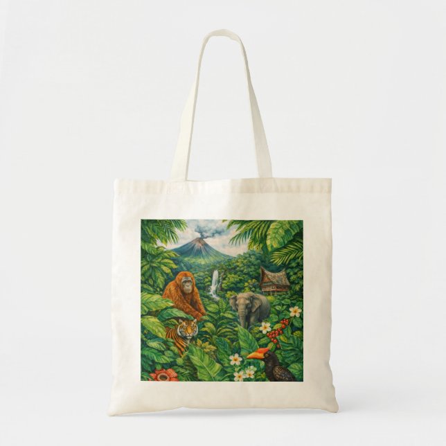 Sumatra regnskog vilda djur, vulkan & Rafflesia Tygkasse (Framsidan)