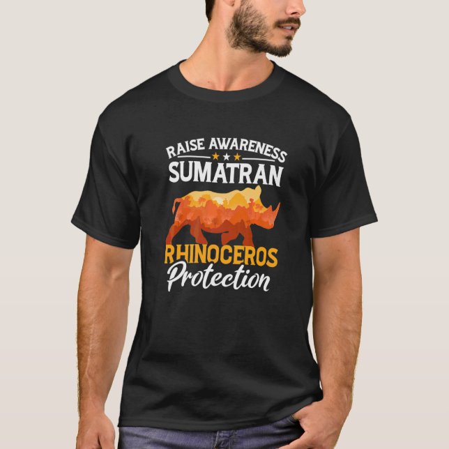Sumatra Rhino Rhinoceros Safari Animals Wildlife P T Shirt (Framsida)