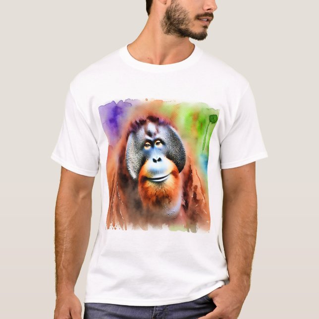 Sumatran Orangutan 070724AREF107 - Watercolor T Shirt (Framsida)