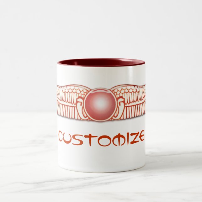 Sumerian Anunnaki bevingad solDisk Två-Tonad Mugg (Center)