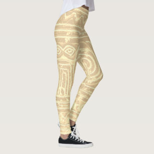 Sumerian Mesopotamian Mönster Blek Gult Filter Leggings