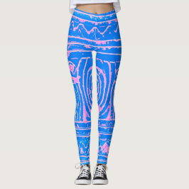 Sumerian Mesopotamian Mönster Rosa Blue Leggings