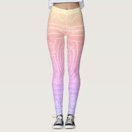 Sumerian Mesopotamian Mönster Rosa Gult Filter Leggings
