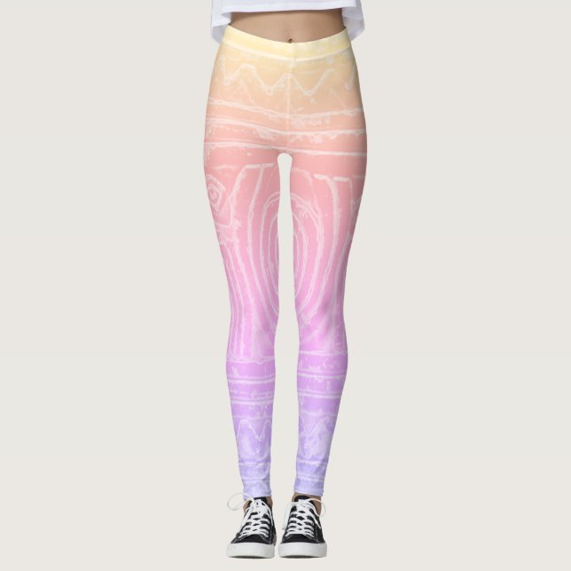 Sumerian Mesopotamian Mönster Rosa Gult Filter Leggings (Framsida)