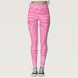Sumerian Mesopotamian Mönster Rosa Leggings