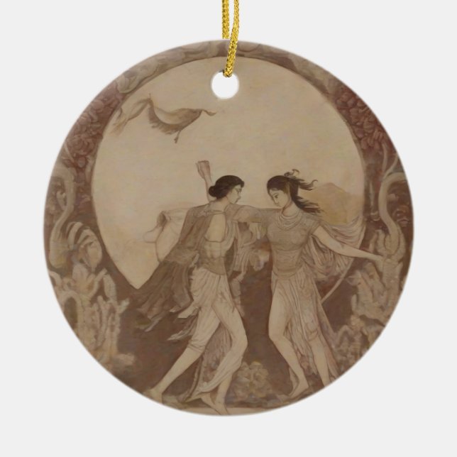 Sumeriska Giftermål på hösten Måne Julgransprydnad Keramik (Framsidan)