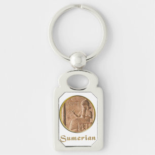 Sumeriska Rektangulärt Silverfärgad Nyckelring