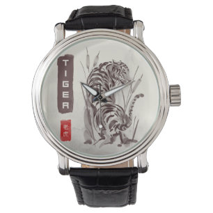 Sumi-e bläck måltiger armbandsur