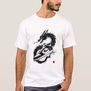 Sumi-e bläck tvätt Tränings sko konst T Shirt