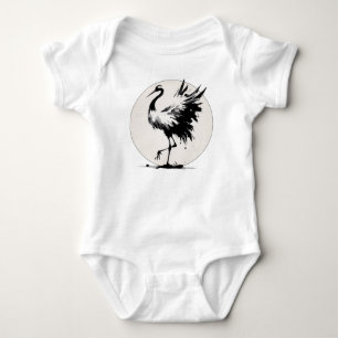 Sumi-e Crane Baby Bodykostym T Shirt