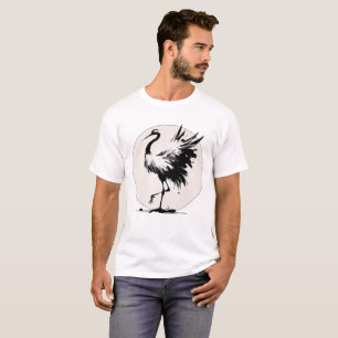 Sumi-e Crane-kort T Shirt