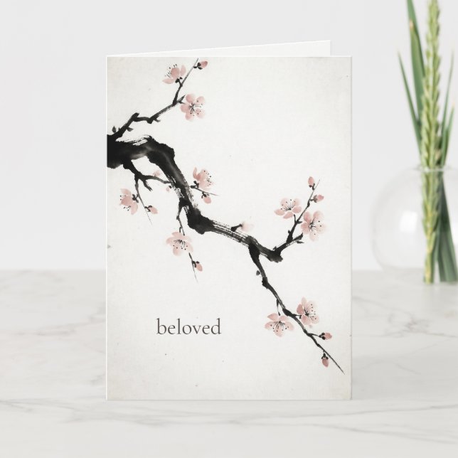 Sumi-E Ink | Cherry Blossom | Soft Valentine Helgkort (Framsida)