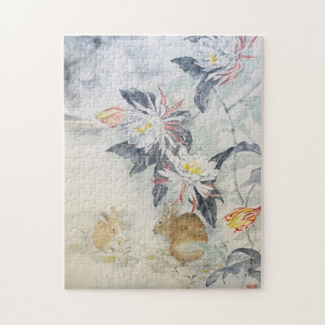 Sumi e Måne Rabbit Puzzle Pussel (Vertikal)