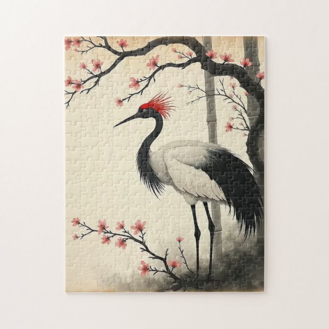 Sumi-E Red-Crowned Crane Puzzle Pussel (Vertikal)