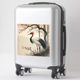 Sumi-E Red-Crowned Crane Vinyl Sticker Klistermärken