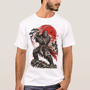 Sumi-E Sasquatch Samuraj Uppgående Sol T Shirt