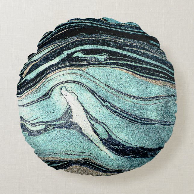 Suminagashi, japansk marbling Art. Rund Kudde (Framsidan)