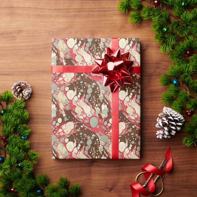 Suminagashi Papper Classic Mönster Rosa Presentpapper (Julgåva)