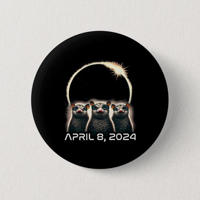 Summa solceller Eclipse Shirt 2024 opossum i astro Knapp (Framsida)