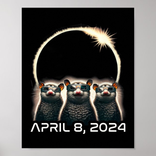 Summa solceller Eclipse Shirt 2024 opossum i astro Poster (Framsidan)