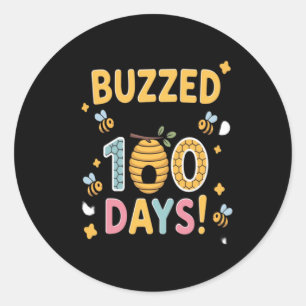 Summade igenom 100 dagar skollärare Bee Runt Klistermärke