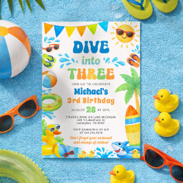 Summer 3rd Birthday Invitation - Dive into Three Inbjudningar
