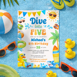 Summer 5th Birthday Invitation - Dive into Five Inbjudningar