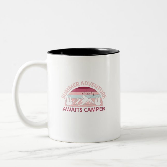 Summer Adventure Awaits Camper-Adventure-Camper Två-Tonad Mugg (Vänster)