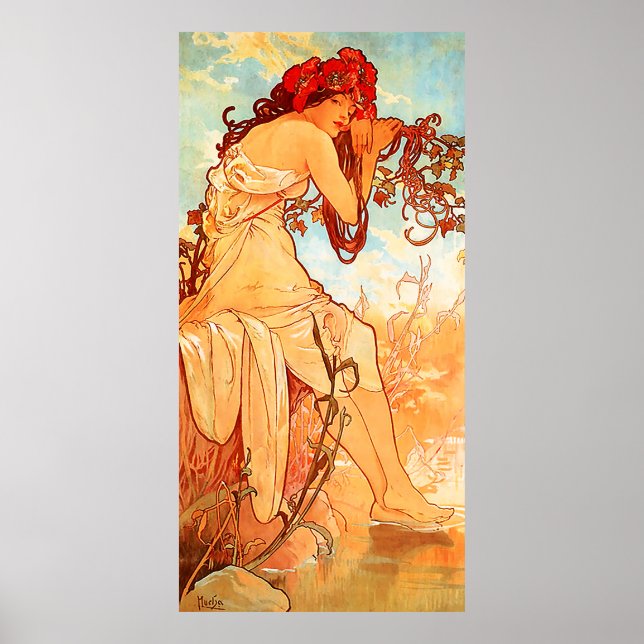 Summer Alfons Mucha Art nouveau Poster (Framsidan)