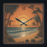Summer Art Deco Fyrkantig Klocka<br><div class="desc">Fantastisk Art Deco-klockdesign. Du kommer att kärlek det som andra. Du kan fritt använda den här designen för andra produkter som du gillar eller anpassa och lägga till texten. Följ mig för mer. Tack. Ha en trevlig dag.</div>
