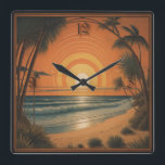 Summer Art Deco Fyrkantig Klocka<br><div class="desc">Fantastisk Art Deco-klockdesign. Du kommer att kärlek det som andra. Du kan fritt använda den här designen för andra produkter som du gillar eller anpassa och lägga till texten. Följ mig för mer. Tack. Ha en trevlig dag.</div>