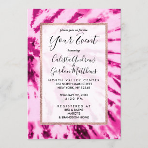 Summer Artsy Girly Neon Rosa Tie Dye Mönster Inbjudningar