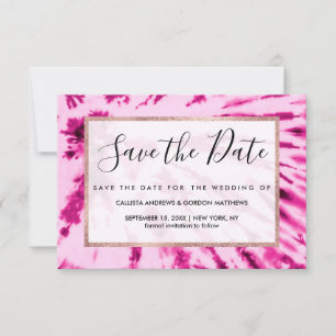 Summer Artsy Girly Neon Rosa Tie Dye Mönster Spara Datumet