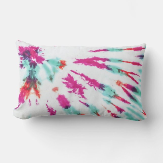 Summer Artsy Girly Neon Teal Rosa Tie Dye Mönster Lumbarkudde (Framsida)