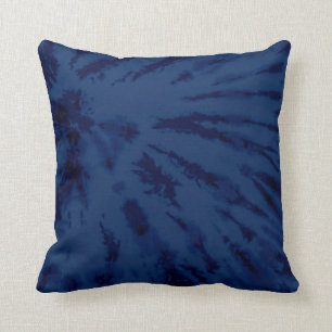 Summer Artsy Navy Blue Tie Dye Swirl Kudde