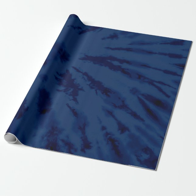 Summer Artsy Navy Blue Tie Dye Swirl Presentpapper (Utrullad)