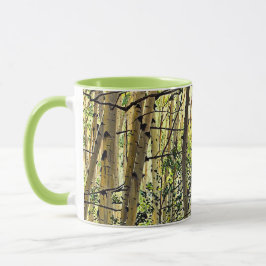 Summer Aspen Tree Woodland Violet Green Coffee Mugg