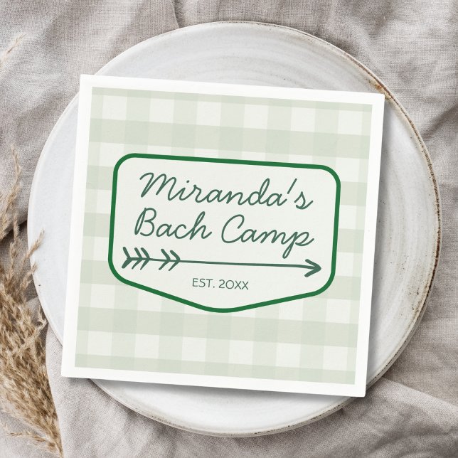 Summer Bach Camp Gingham Bachelorette Camping Pappersservett (Summer Bach Camp Gingham Bachelorette Camping Napkins)