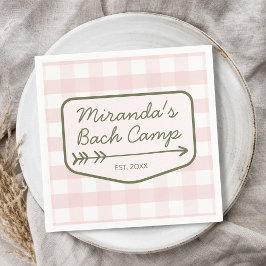 Summer Bach Camp Gingham Rosa & Grönt Bachelorette Pappersservett