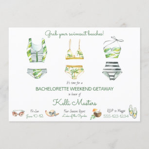 Summer Bachelorette Helg Getaway Itinerary Inbjudningar
