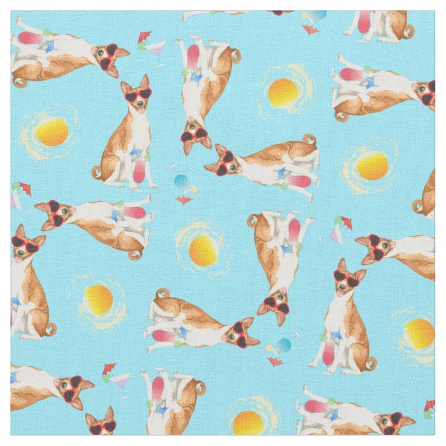 Summer Basenji Fabric Tyg (Närbild)