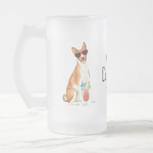 Summer Basenji Frosted Glass Beer Mugg