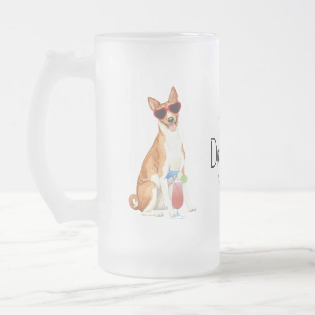 Summer Basenji Frosted Glass Beer Mugg (Vänster)